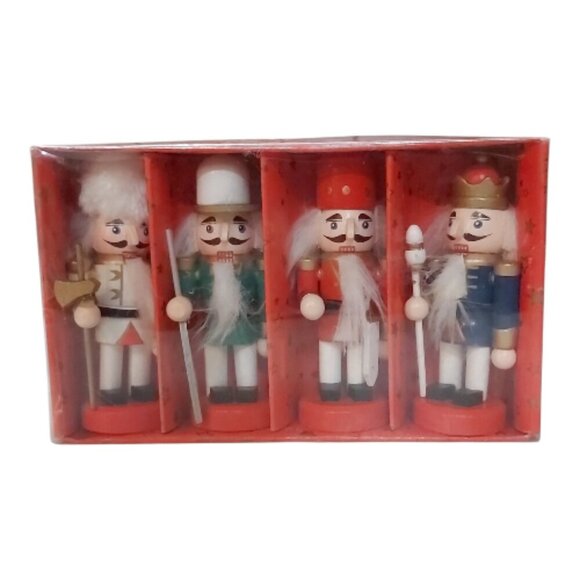 Unbranded Other - Set of 4 Vintage Style Wooden Nutcracker Ornaments Christmas Tree Decor Soldiers